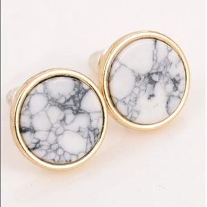 Marble and Gold Stud Earrings